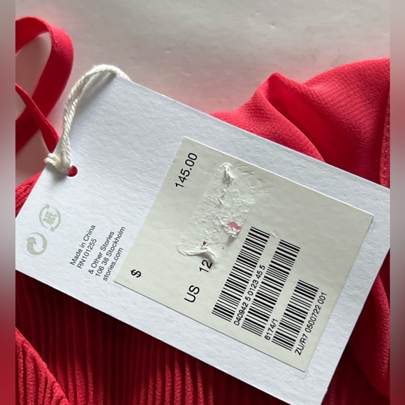 & Other Stories Women's red 100% POLYESTER Midi Dress size 12 Color red - Picture 14 of 16